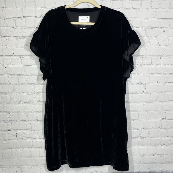 Current Elliot Shirt Dress Women Small The Velvet Janie Black Mini Silk Party - Picture 2 of 16